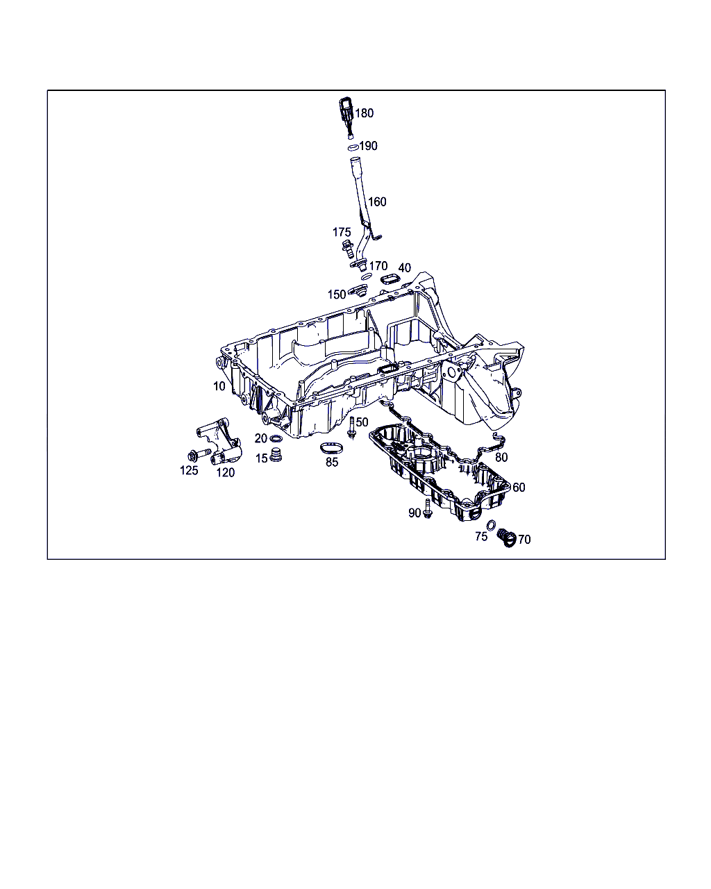 OIL SUMP, <span>A 177 010 95 04, Main Group: Engine Housing, Diagram: OIL PAN & OIL LEVEL DISPLAY, Location Of Picture: 60