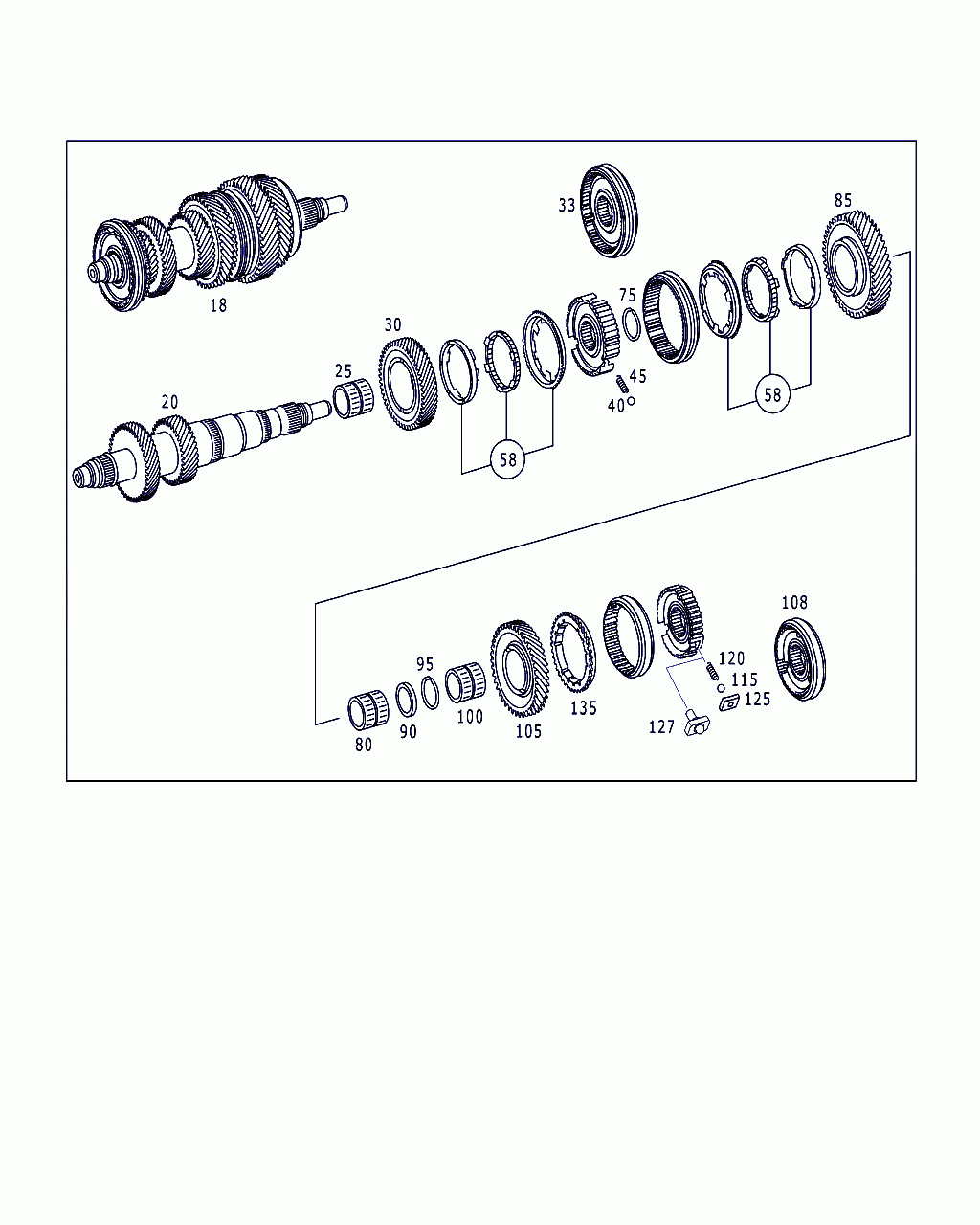 MAIN SHAFT, <span>A 203 262 12 05, Main Group: Manual Transmission, Diagram: TRANSMISSION SHAFTS AND GEARS, Location Of Picture: 20