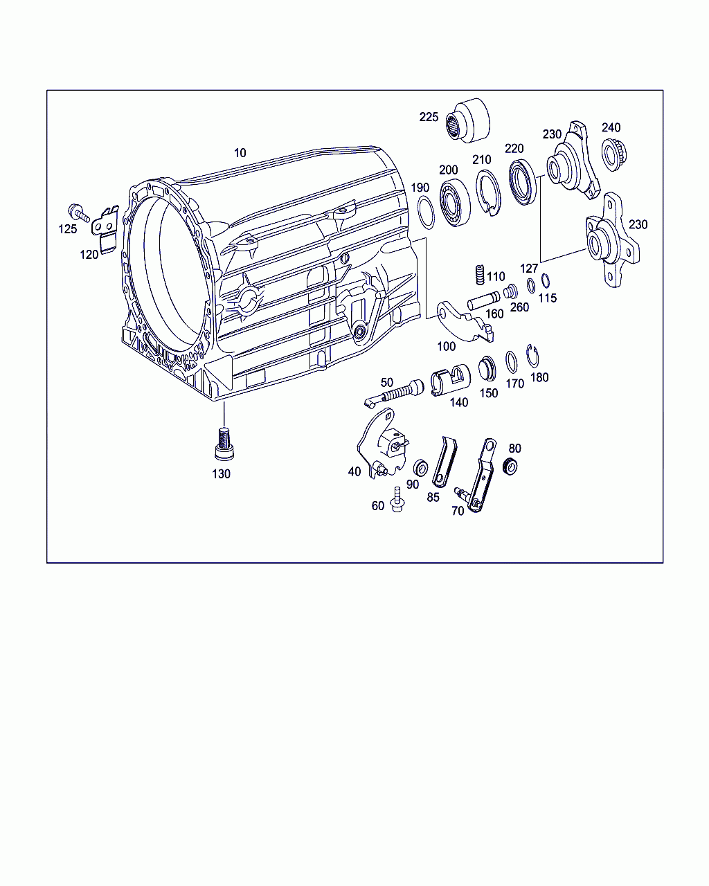 TRANSMISSION HOUSING, <span>A 906 271 06 01, Main Group: Automatic Transmission, Diagram: TRANSMISSION HOUSING, OUTPUT FLANGE, PARKING LOCK,SHIFT LOCK,SELECTOR LEBER, Location Of Picture: 10