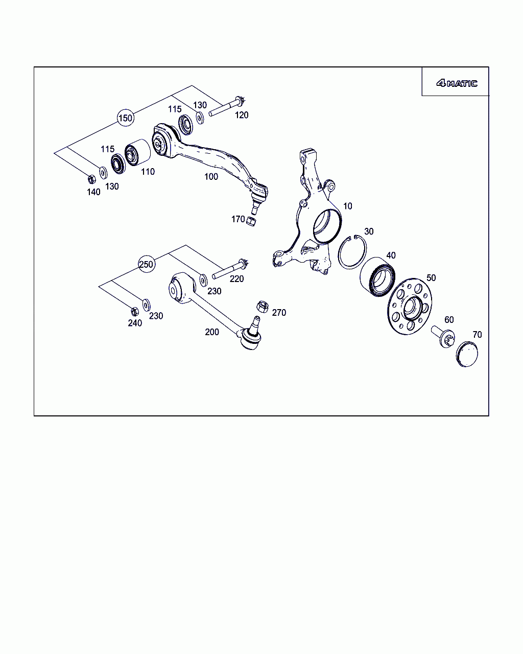 RUBBER BUSHING, <span>A 203 333 10 14, Main Group: Front Axle, Diagram: 4MATIC STEERING KNUCKLE & CONTROL ARM, Location Of Picture: 110