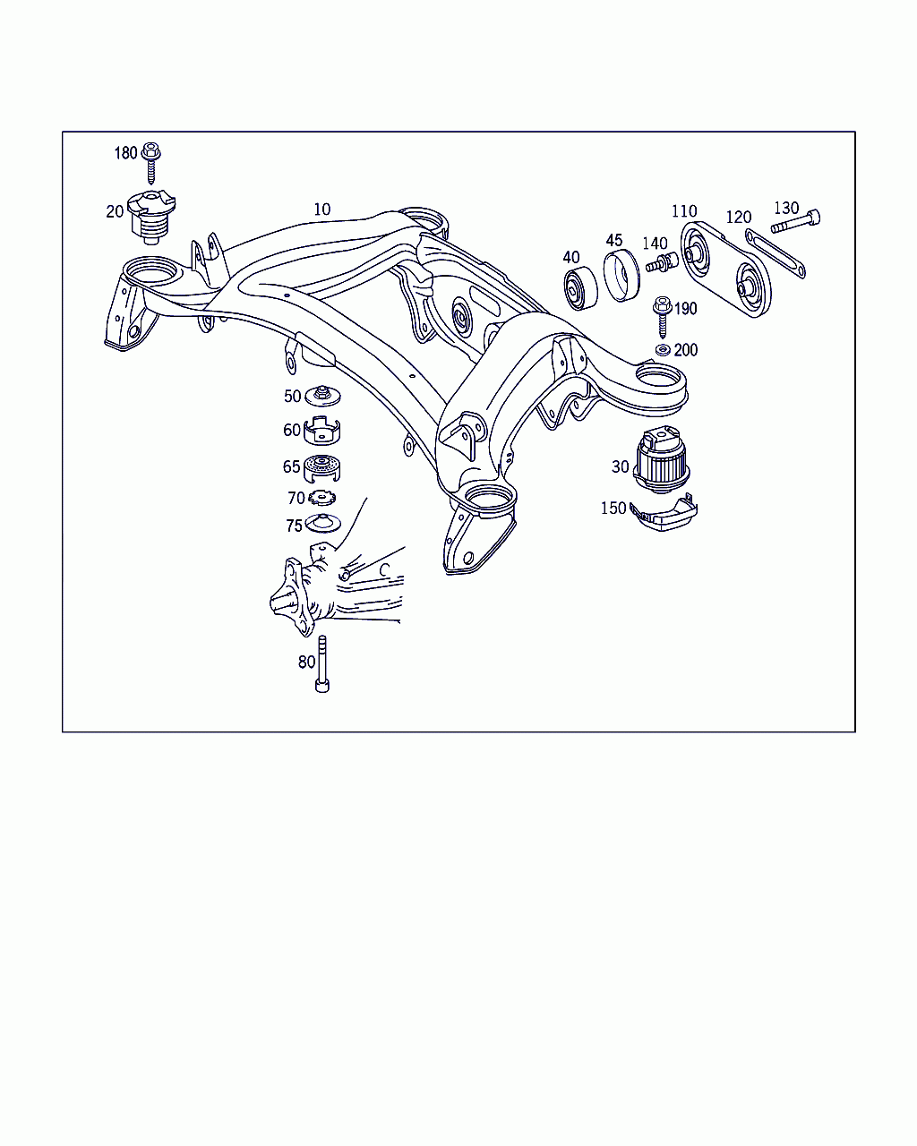REAR AXLE CARRIER, <span>A 203 350 58 08, Main Group: Rear Axle, Diagram: REAR SUBFRAME, Location Of Picture: 10