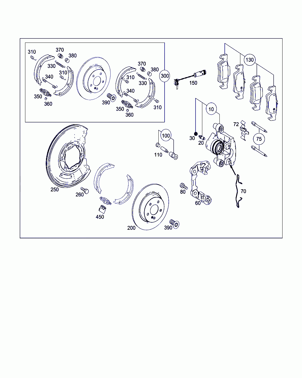 BRAKE LINING, <span>A 005 420 07 20, Main Group: Brakes, Diagram: REAR WHEEL BRAKE, Location Of Picture: 130