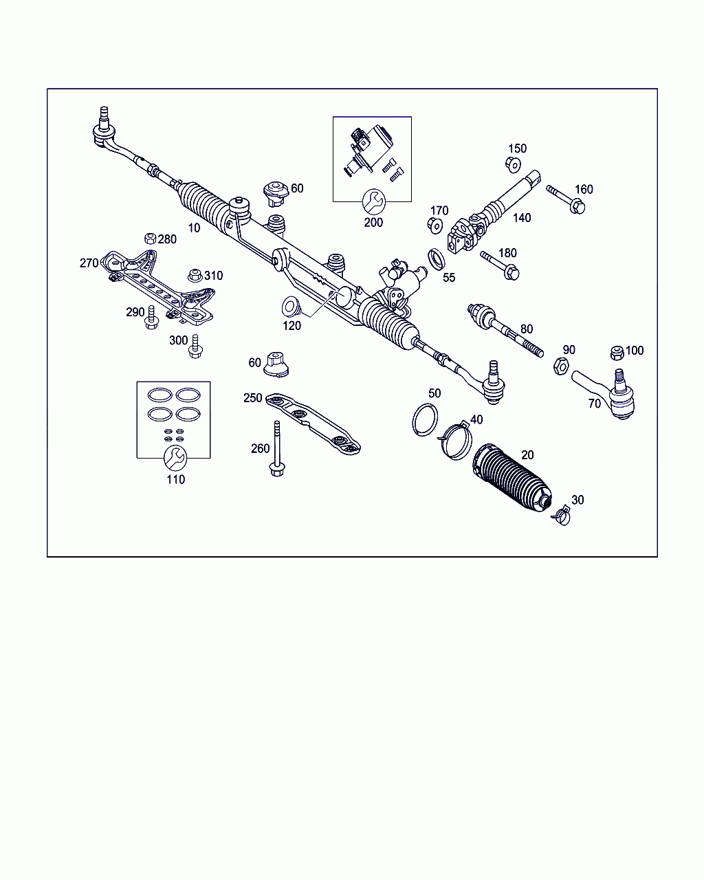 RACK A PINION STR. GEAR, <span>A 203 460 53 00, Main Group: Steering, Diagram: STEERING GEAR, Location Of Picture: 10