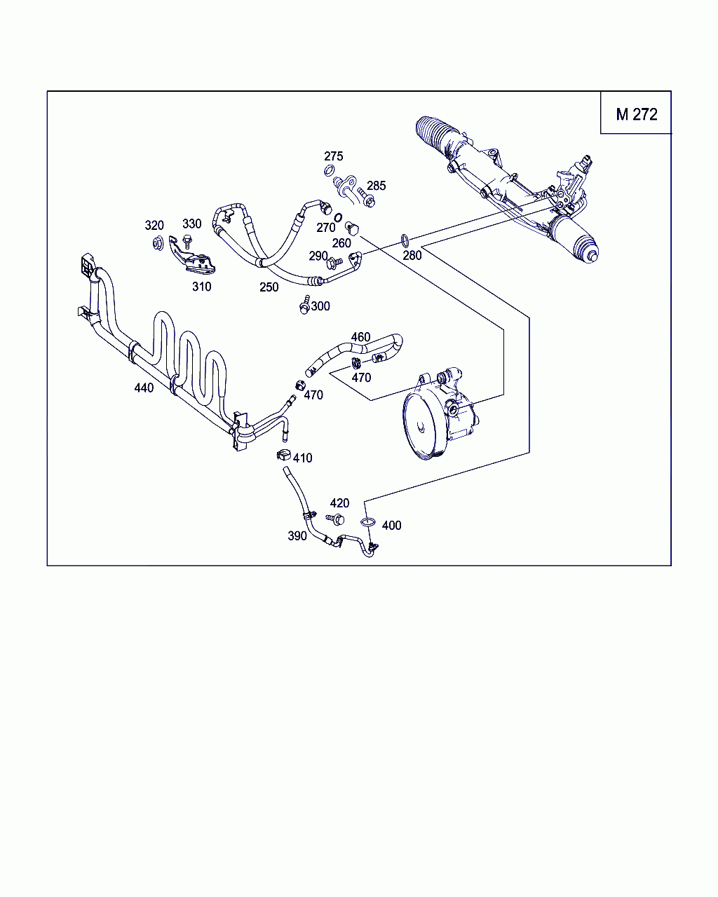 HOSE LINE, <span>A 204 466 01 81, Main Group: Steering, Diagram: GASOLINE VEHICLES LINE SCOPE, Location Of Picture: 460