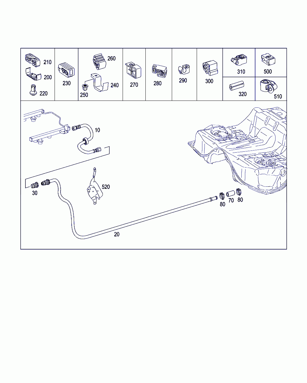 FUEL HOSE, <span>A 221 470 03 75, Main Group: Fuel System, Diagram: FUEL LINES, GASOLINE VEHICLES, Location Of Picture: 10