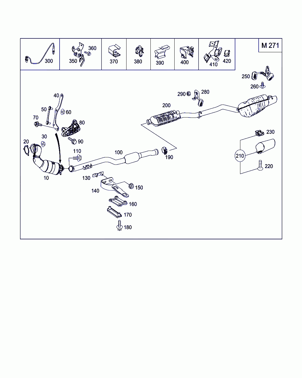 EXHAUST LINE, <span>A 204 490 28 35, Main Group: Exhaust System, Diagram: EXHAUST SYSTEM USED ON FOUR-CYLINDER GASOLINE VEHICLES, Location Of Picture: 200
