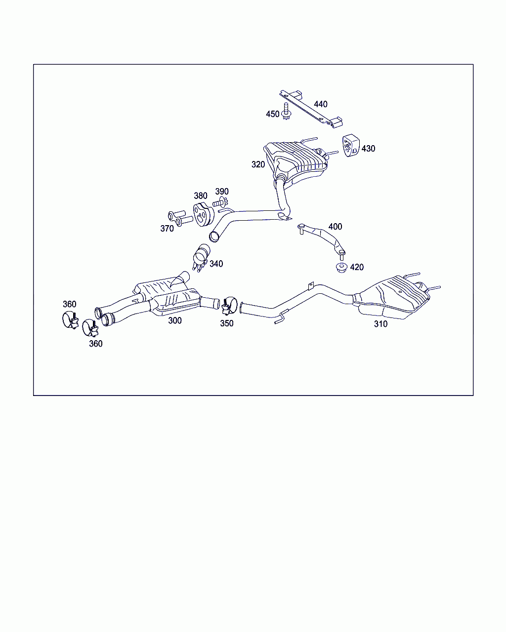 EXHAUST GAS LINE, <span>A 221 490 92 59, Main Group: Exhaust System, Diagram: EXHAUST SYSTEM USED ON SIX-CYLINDER GASOLINE VEHICLES, Location Of Picture: 320