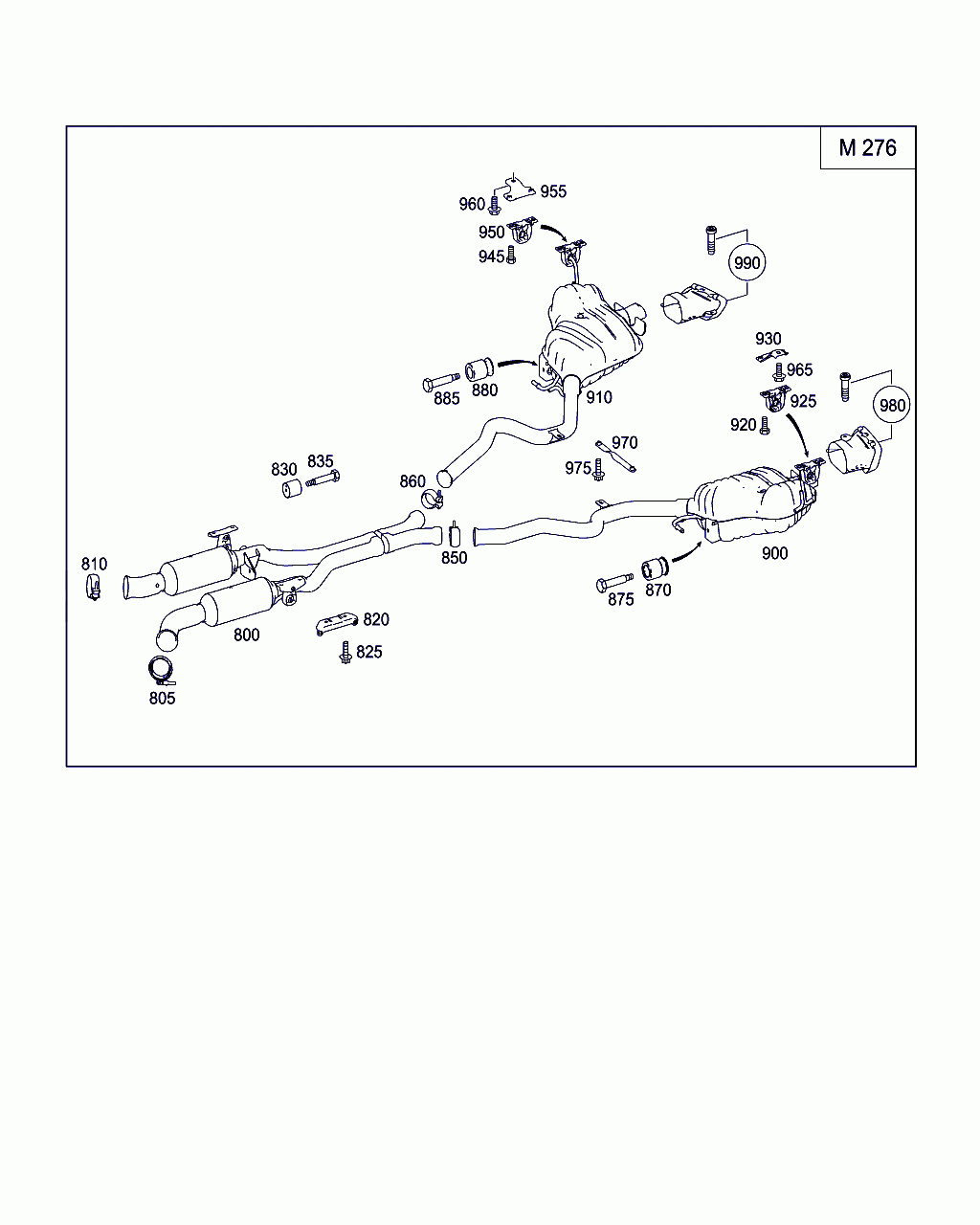 PROFILE CLAMP F EXHAUST, <span>A 000 995 34 33, Main Group: Exhaust System, Diagram: EXHAUST SYSTEM USED ON SIX-CYLINDER GASOLINE VEHICLES, Location Of Picture: 805