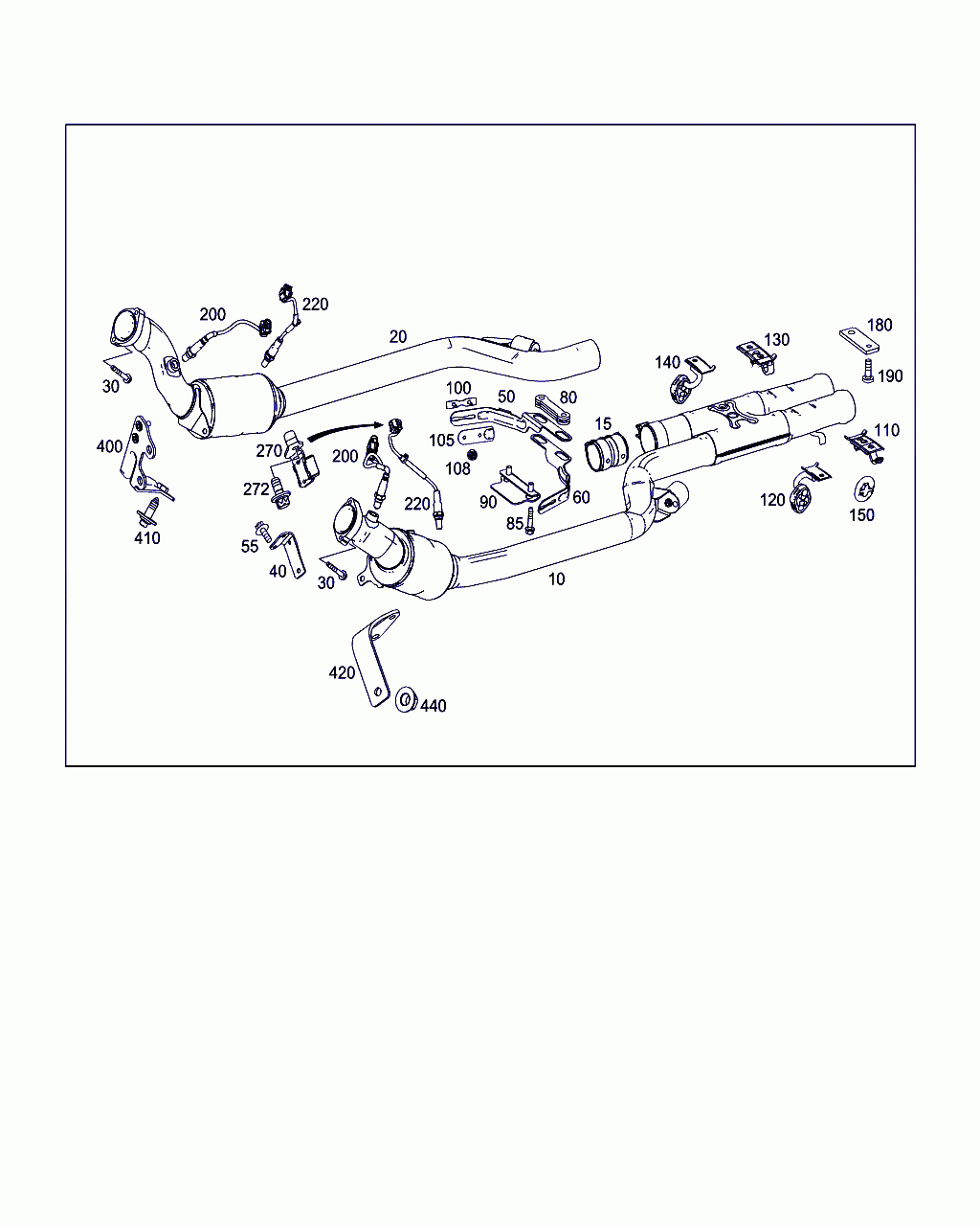 BRACKET, <span>A 221 492 95 41, Main Group: Exhaust System, Diagram: EXHAUST SYSTEM USED ON EIGHT-CYLINDER GASOLINE VEHICLES, Location Of Picture: 420