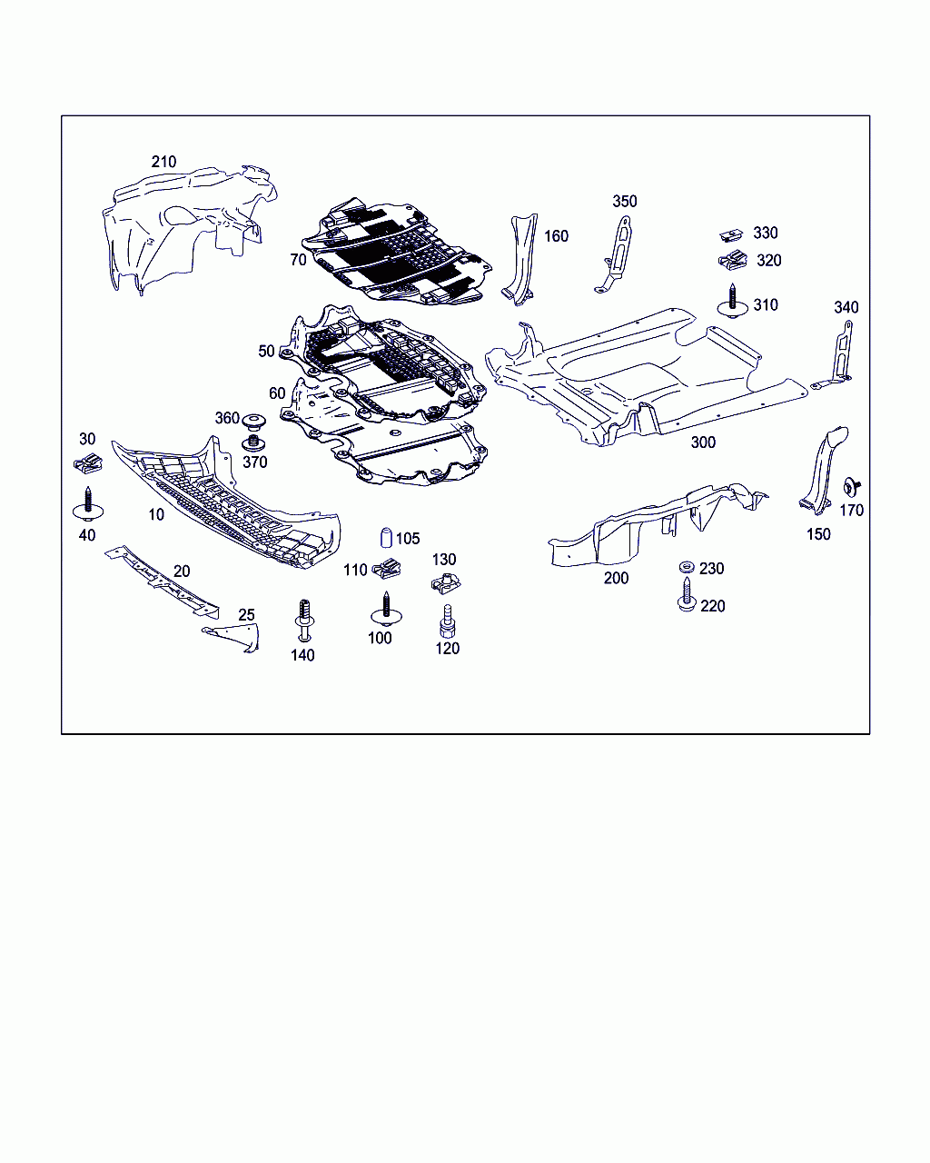 PLASTIC COVER, <span>A 221 524 00 29, Main Group: Chassis Sheet Metal / Air Intake, Diagram: ANTINOISE CAPSULE, DIESEL VEHICLES, Location Of Picture: 105