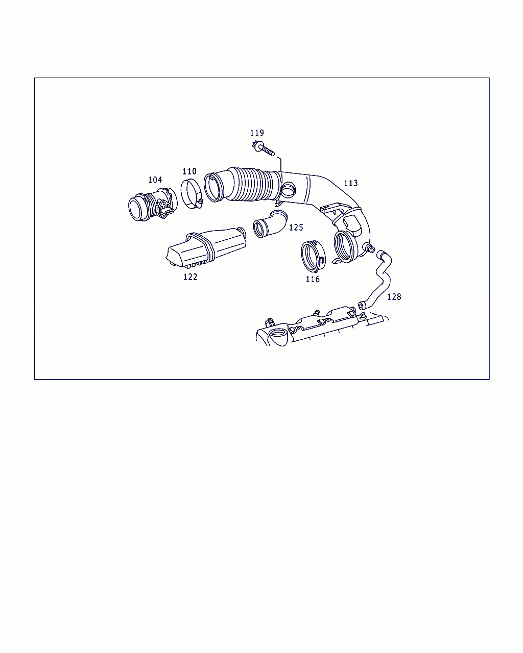 MASS AIRFLOW SENSOR, <span>A 112 094 01 48, Main Group: Chassis Sheet Metal, Diagram: AIR INTAKE, Location Of Picture: 104