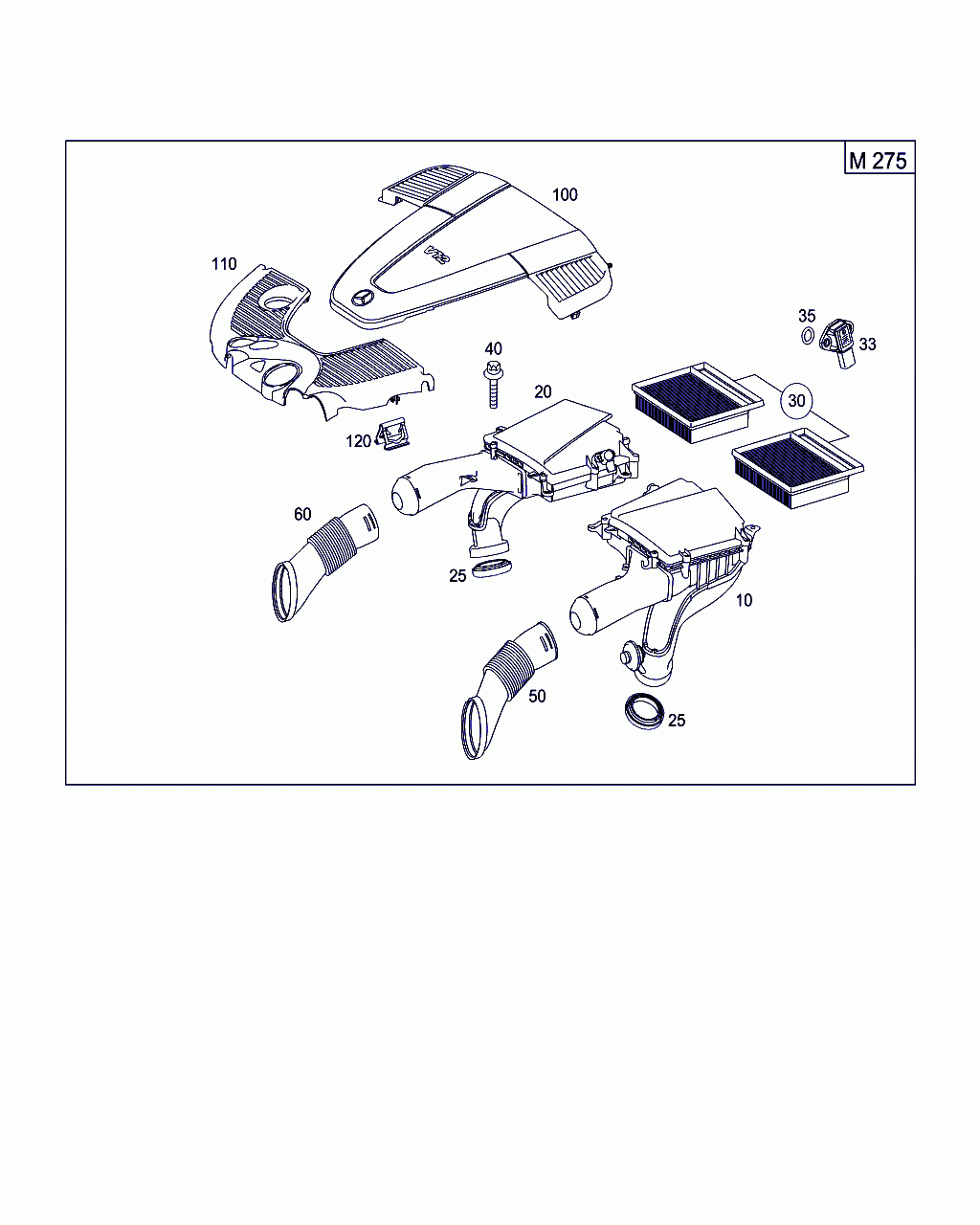 AIR FILTER, <span>A 275 090 07 01, Main Group: Chassis Sheet Metal / Air Intake, Diagram: AIR INTAKE, Location Of Picture: 20