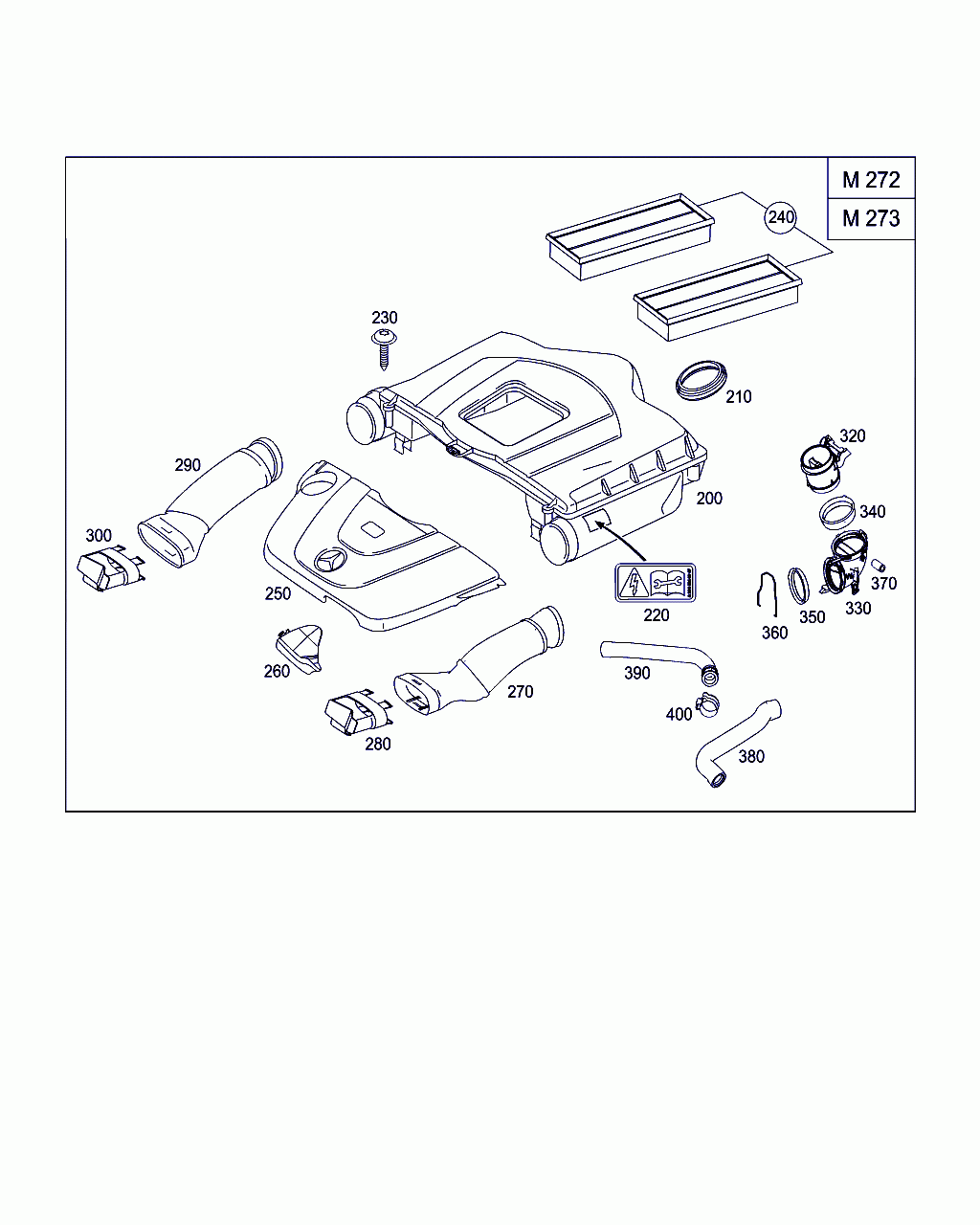 COVER, <span>A 203 505 04 88, Main Group: Chassis Sheet Metal / Air Intake, Diagram: AIR INTAKE,GASOLINE VEHICLES, Location Of Picture: 300