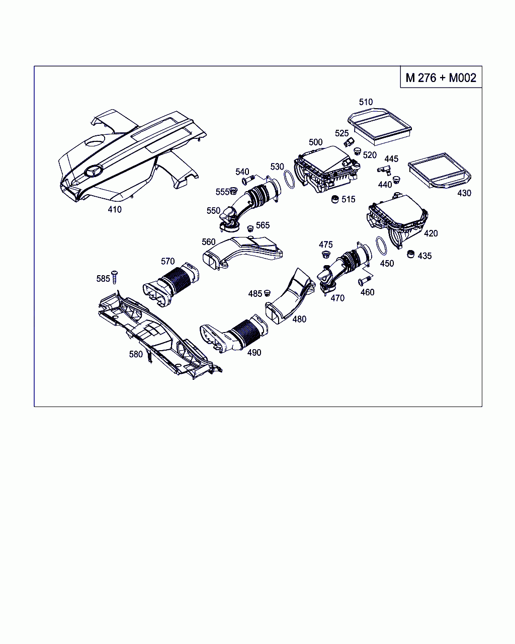 COLD AIR INDUCTION, <span>A 172 500 02 55, Main Group: Chassis Sheet Metal / Air Intake, Diagram: AIR INTAKE,GASOLINE VEHICLES, Location Of Picture: 580