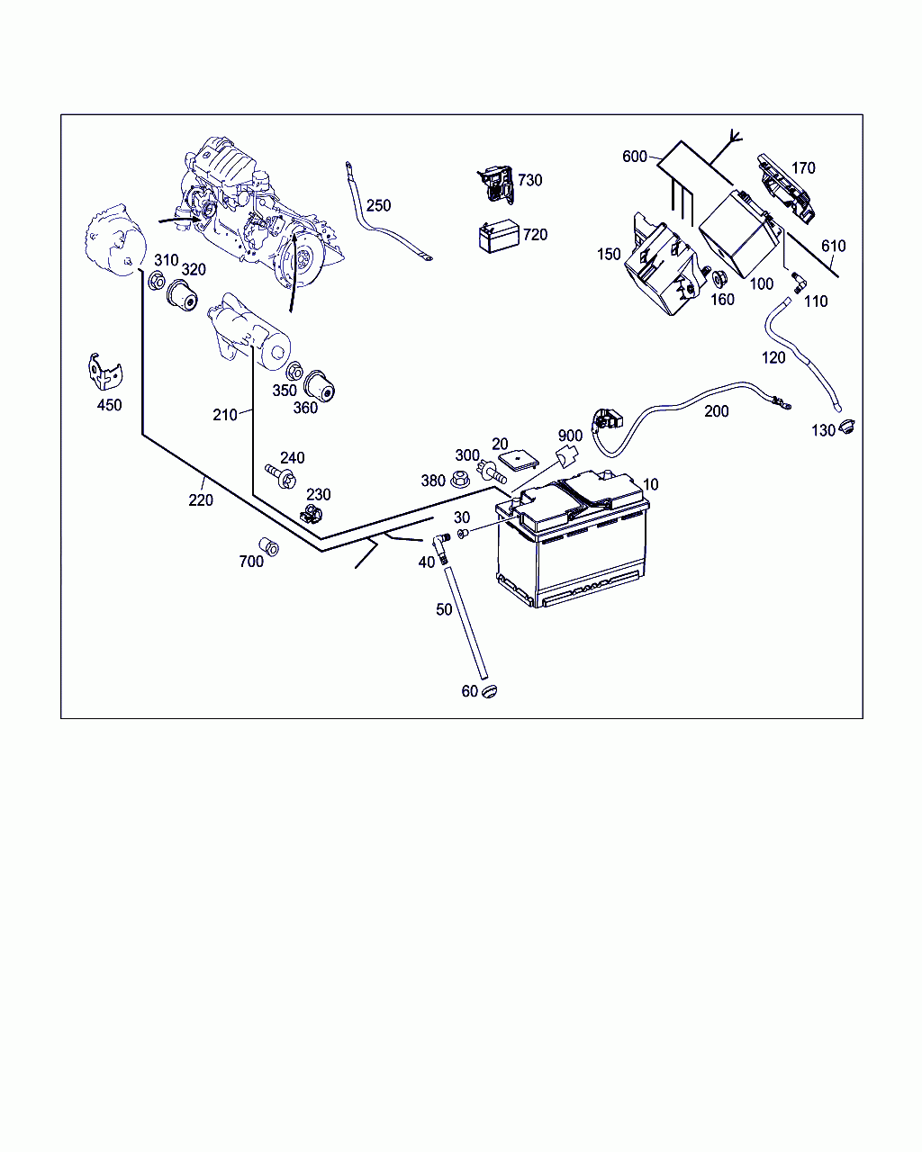 ELECTRICAL WIRING HARNESS, <span>A 246 540 04 08, Main Group: Electrical Equipment And Instruments, Diagram: BATTERY,STARTER/ALTERNATOR CABLE, Location Of Picture: 210