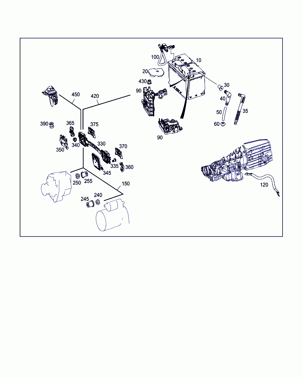 ELECTRICAL WIRING HARNESS, <span>A 213 540 19 00, Main Group: Electrical Equipment And Instruments, Diagram: BATTERY,STARTER/ALTERNATOR CABLE, Location Of Picture: 450