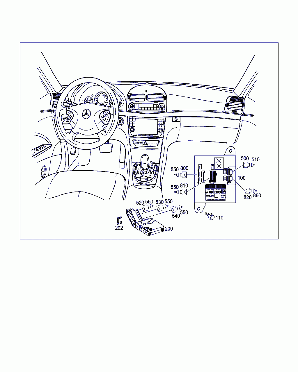 CONTROL UNIT, <span>A 211 545 10 32, Main Group: Electrical Equipment And Instruments, Diagram: ELECTRICAL COMPARTMENT IN CO-DRIVER'S LEGROOM, Location Of Picture: 100