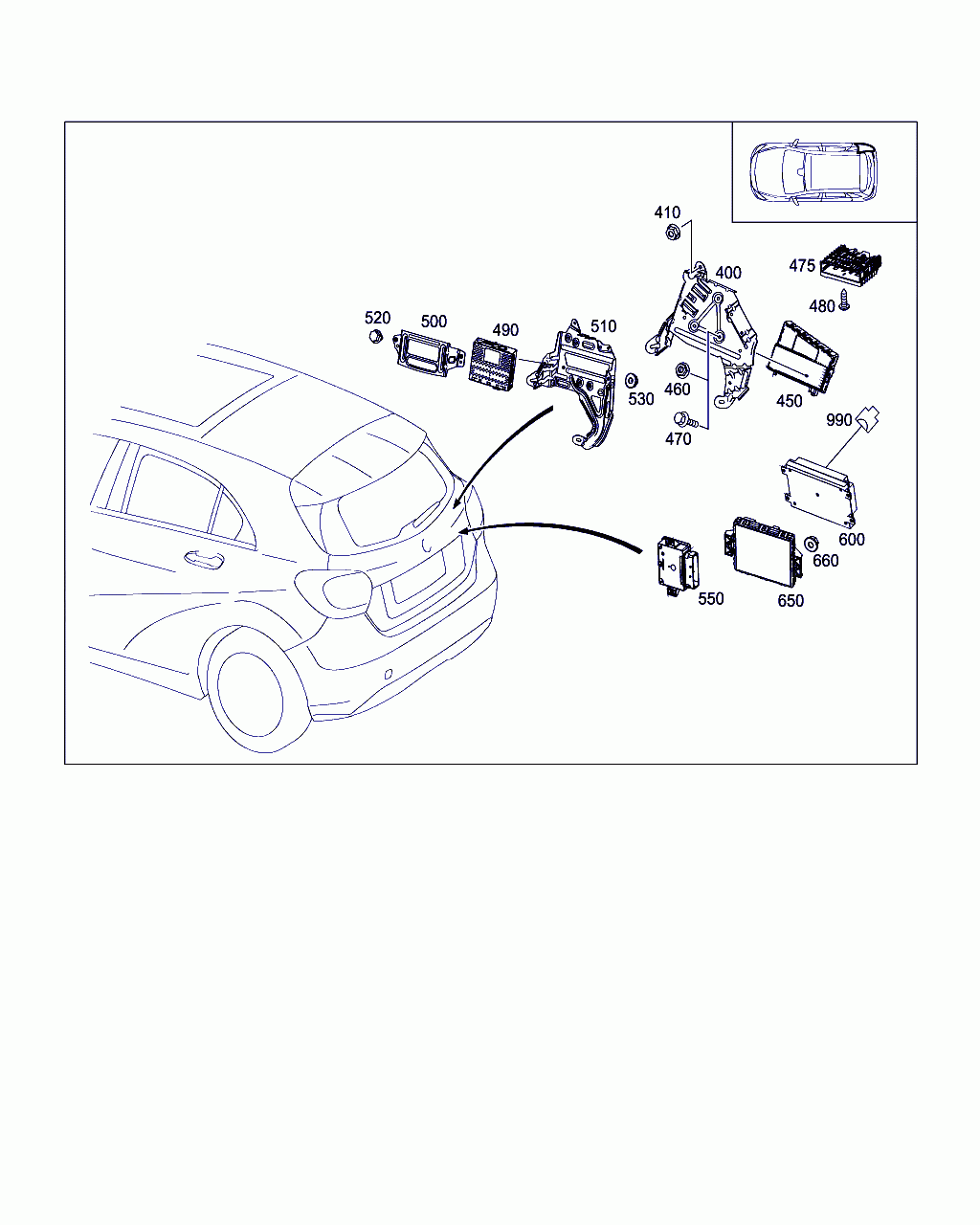 BRACKET, <span>A 246 545 00 40, Main Group: Electrical Equipment And Instruments, Diagram: CONTROL MODULES AND RELAY IN TRUNK, Location Of Picture: 400