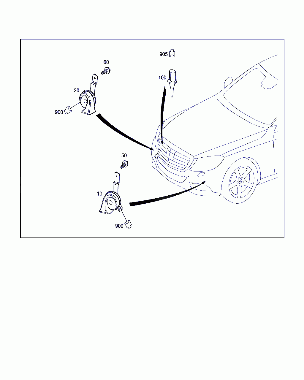 HORN, <span>A 222 542 14 20, Main Group: Electrical Equipment And Instruments, Diagram: HORN AND OUTBOARD TEMPERATURE INDICATOR, Location Of Picture: 20
