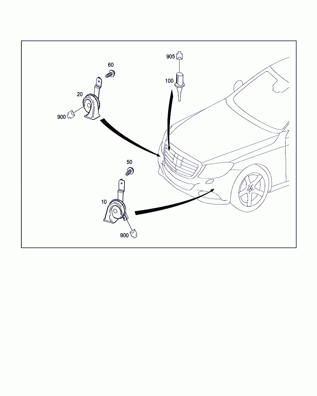HORN, <span>A 222 540 68 11, Main Group: Electrical Equipment And Instruments, Diagram: HORN AND OUTBOARD TEMPERATURE INDICATOR, Location Of Picture: 10