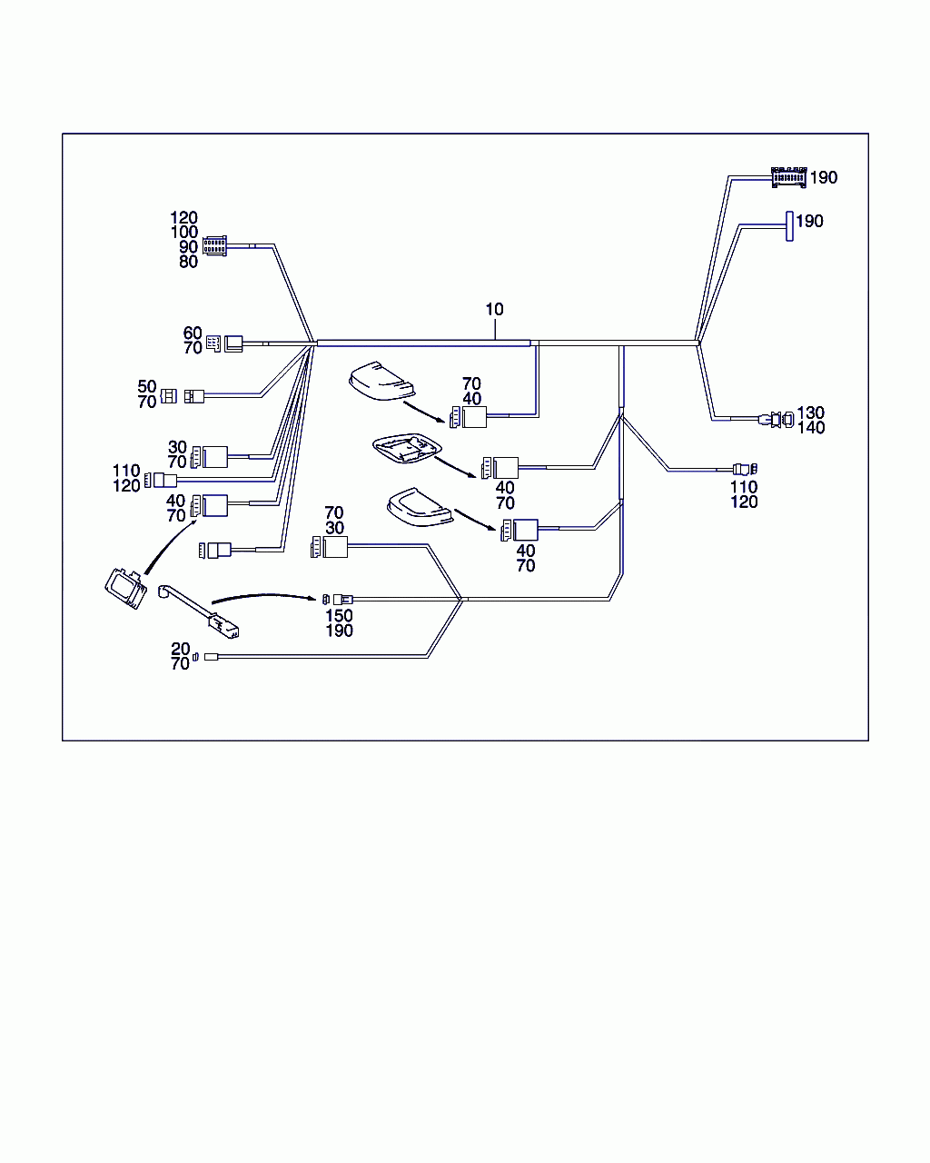 WIRING HARNESS, <span>A 220 540 90 10, Main Group: Electrical Equipment And Instruments, Diagram: CABLE HARNESS FOR ROOF, Location Of Picture: 10