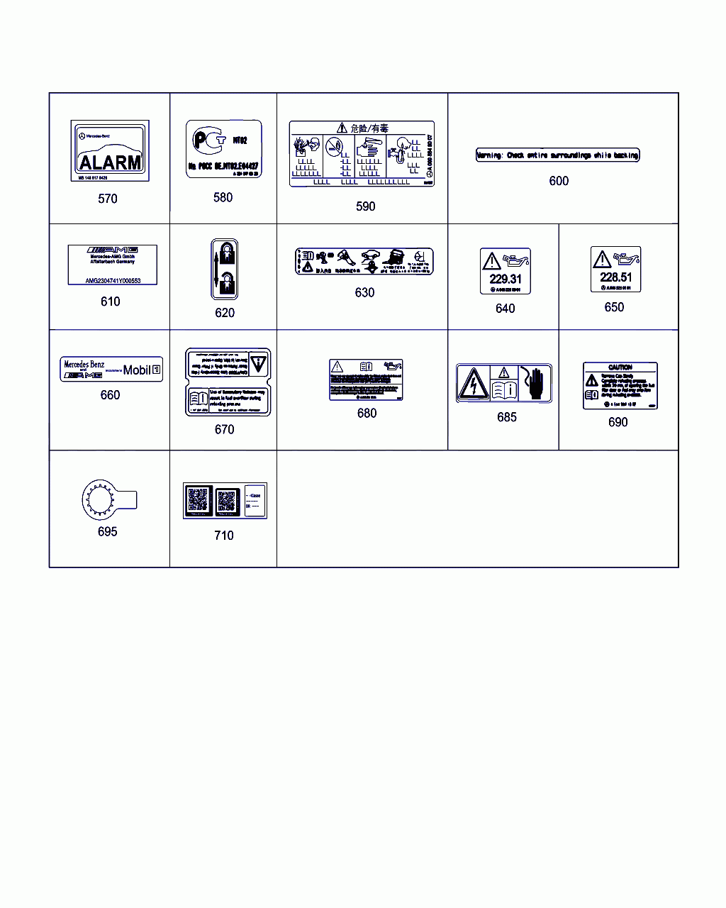 INFORMATION LABEL, <span>A 164 584 00 00, Main Group: Tools And Accessories, Diagram: TYPE PLATE,GUIDE SIGNS, Location Of Picture: 710