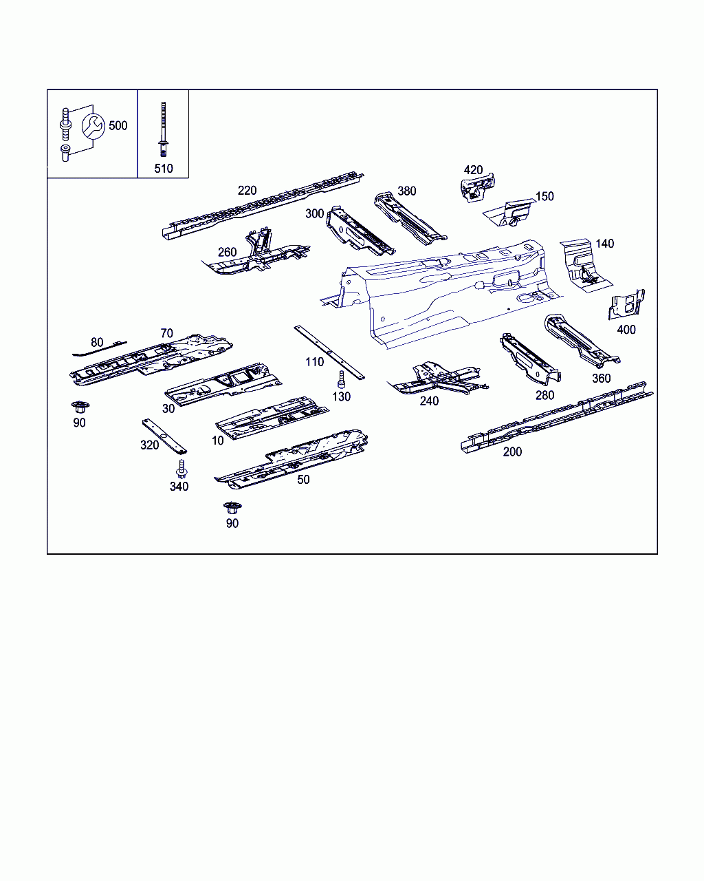 COVER SUBSTRUCTURE, <span>A 207 680 03 08, Main Group: Substructure, Diagram: FRONT FLOOR, Location Of Picture: 70