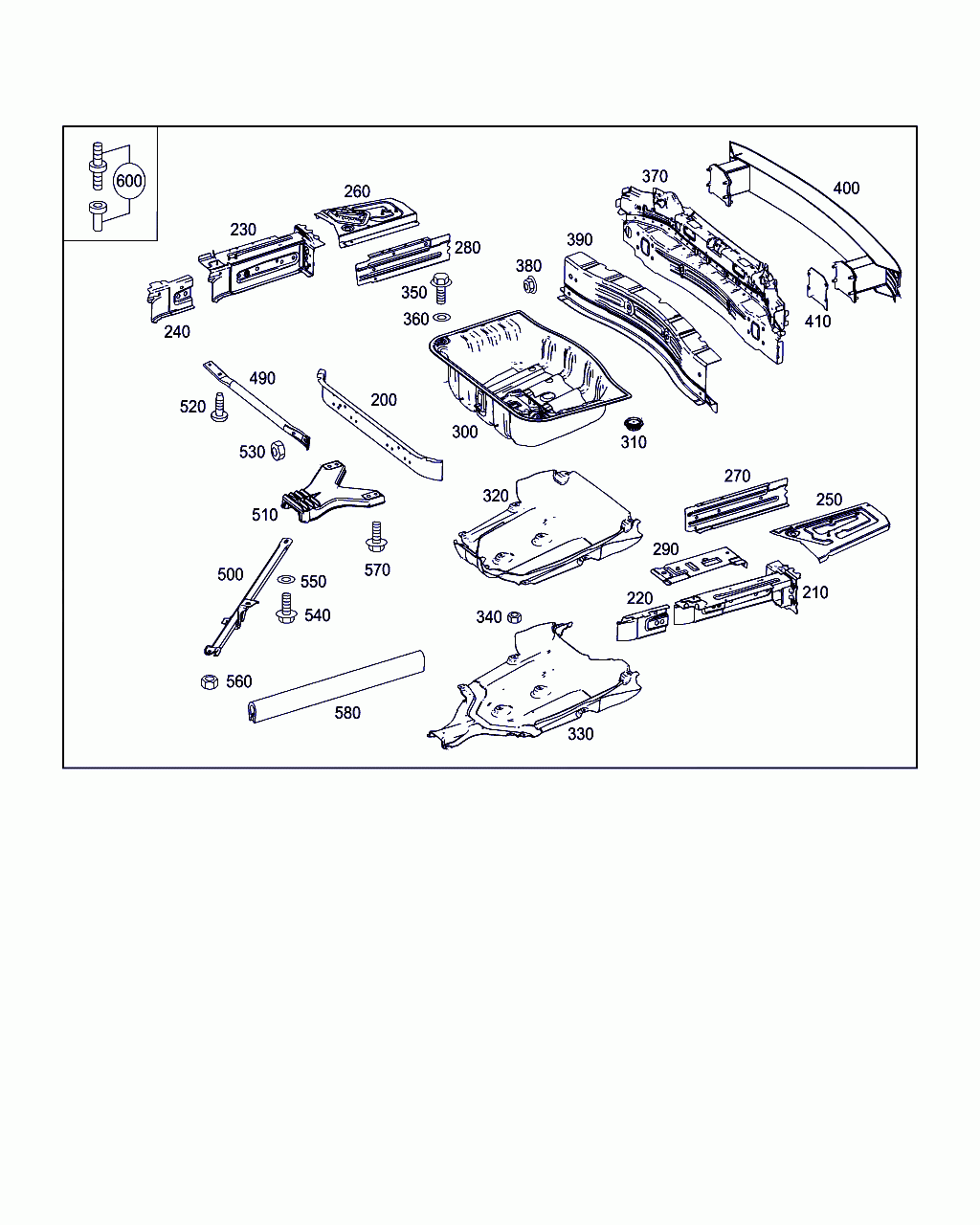 SPARE WHEEL RECESS, <span>A 222 610 78 00, Main Group: Substructure, Diagram: REAR END FLOOR, Location Of Picture: 300
