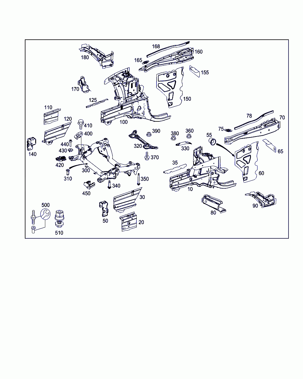 PLATE, <span>A 204 626 00 11, Main Group: Front End, Front Wall, Diagram: WHEELHOUSE,FRONT SUBFRAME, Location Of Picture: 320