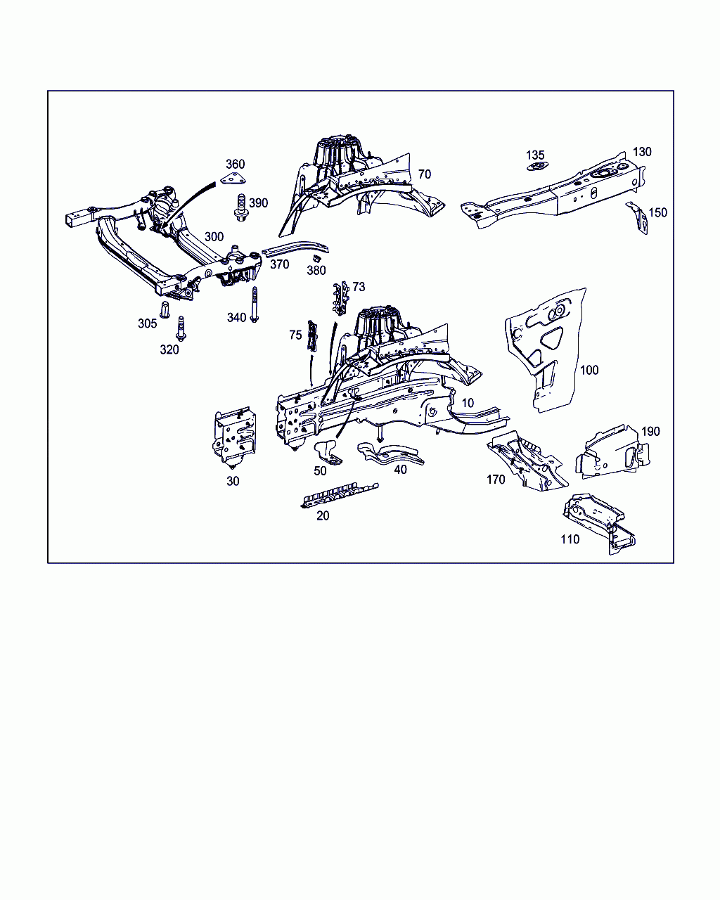 INTEGRAL CARRIER, <span>A 205 620 30 01, Main Group: Front End, Front Wall, Diagram: WHEELHOUSE,FRONT SUBFRAME, Location Of Picture: 300