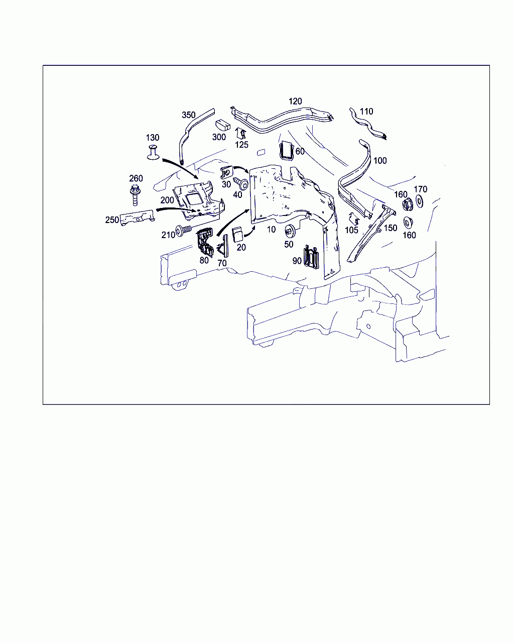 STRUT, <span>A 204 628 00 24, Main Group: Front End, Front Wall, Diagram: ENGINE COMPARTMENT PARTITION PANEL, WHEELHOUSE ATTACHMENT PARTS, Location Of Picture: 150