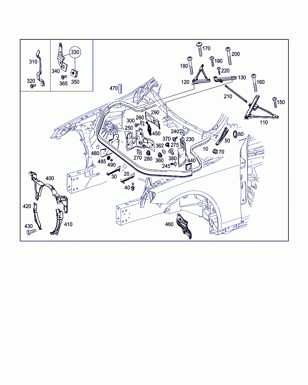 PARTITION, <span>A 222 620 52 00, Main Group: Front End, Front Wall, Diagram: ENGINE COMPARTMENT PARTITION PANEL, WHEELHOUSE ATTACHMENT PARTS, Location Of Picture: 250
