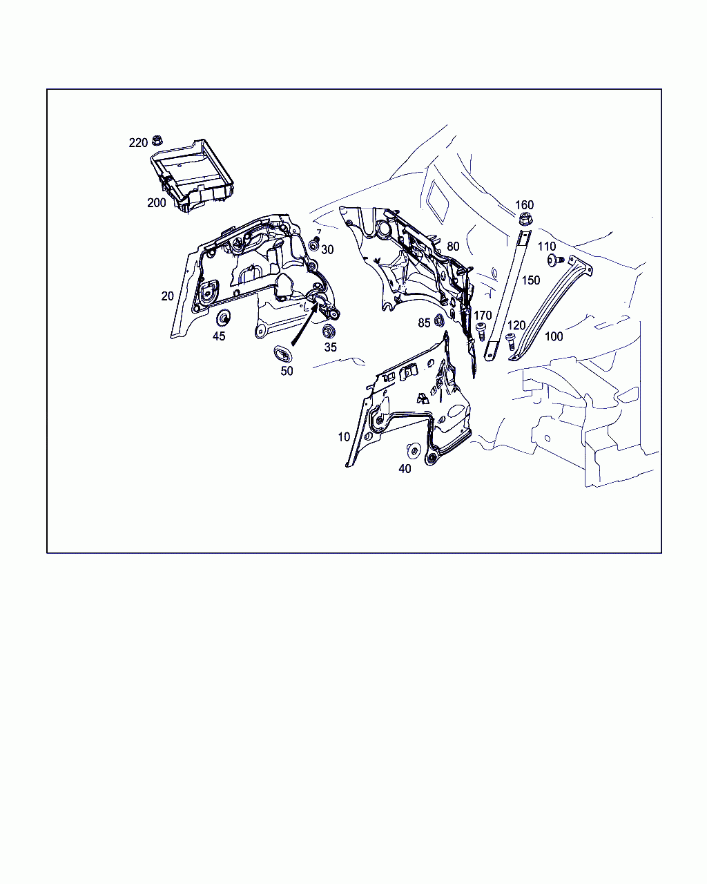 PARTITION, <span>A 205 620 44 01, Main Group: Front End, Front Wall, Diagram: ENGINE COMPARTMENT PARTITION PANEL, WHEELHOUSE ATTACHMENT PARTS, Location Of Picture: 80