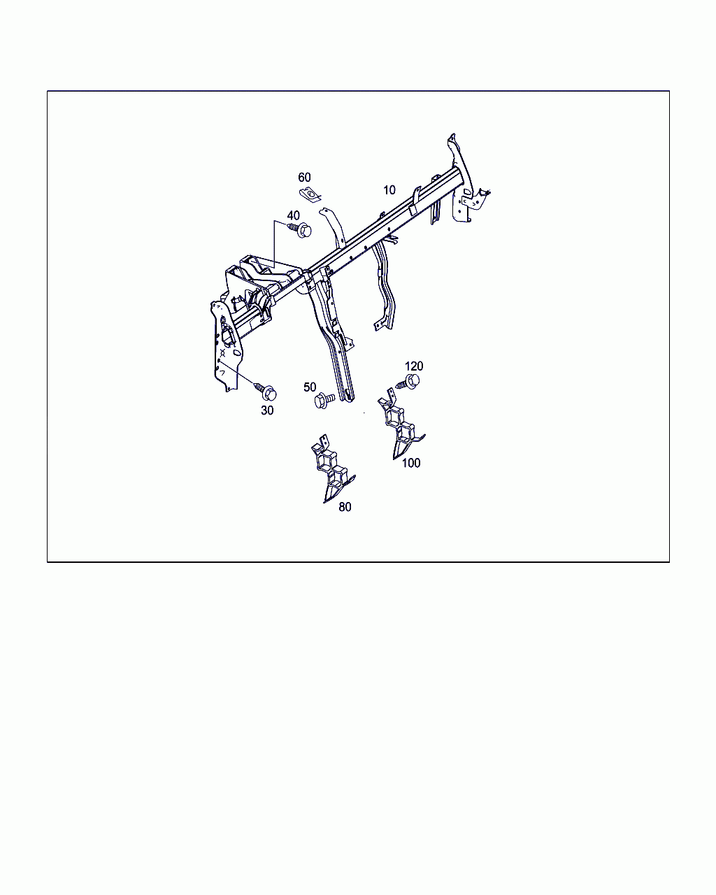 STRUT, <span>A 204 628 10 24, Main Group: Front End, Front Wall, Diagram: CROSS MEMBER BELOW INSTRUMENT PANEL, Location Of Picture: 100