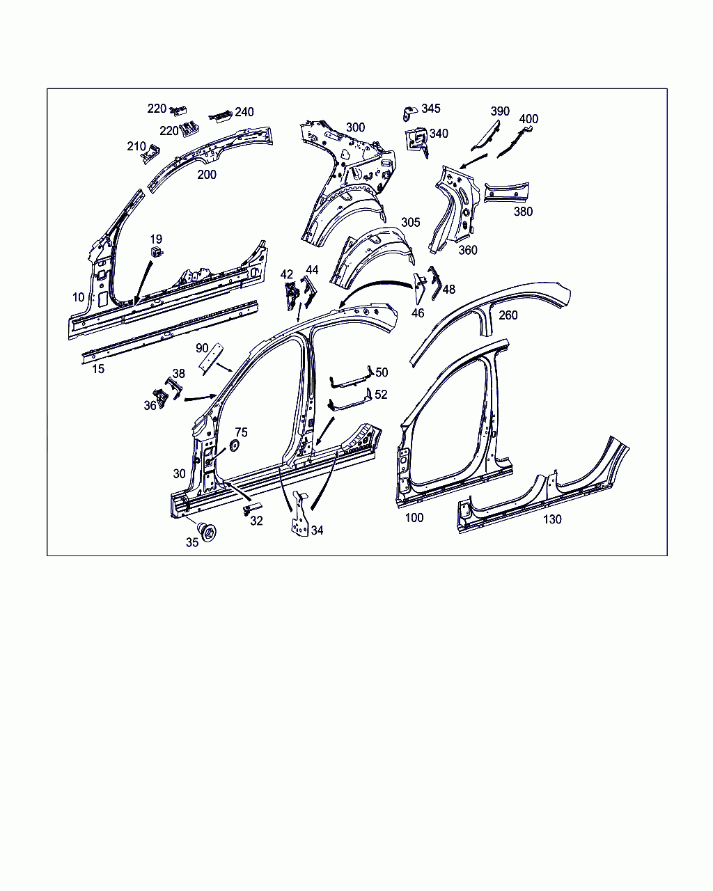 SIDEWALL PANELING, <span>A 205 630 37 02, Main Group: Side Panels, Diagram: SIDE PANELS, Location Of Picture: 100