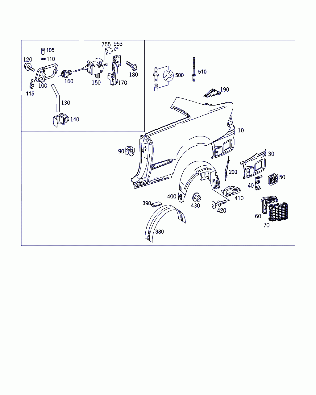 LEFT COVER, <span>A 209 690 07 30, Main Group: Side Panels, Diagram: REAR FENDER, Location Of Picture: 400