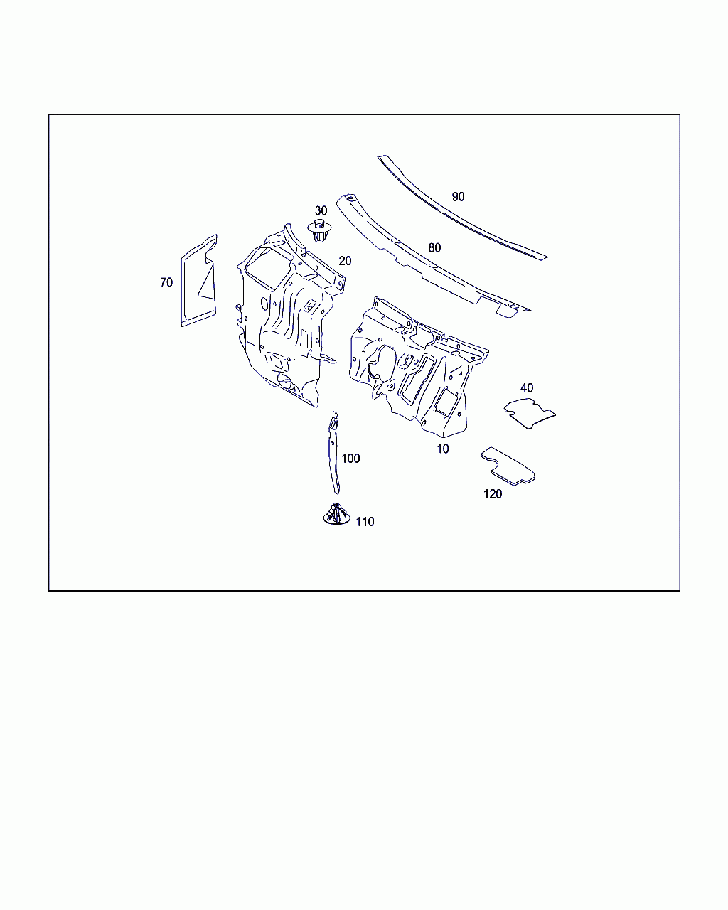 INSULATION FIREWALL, <span>A 221 682 24 28, Main Group: Panelling, Diagram: INSULATION IN ENGINE COMPARTMENT, Location Of Picture: 20