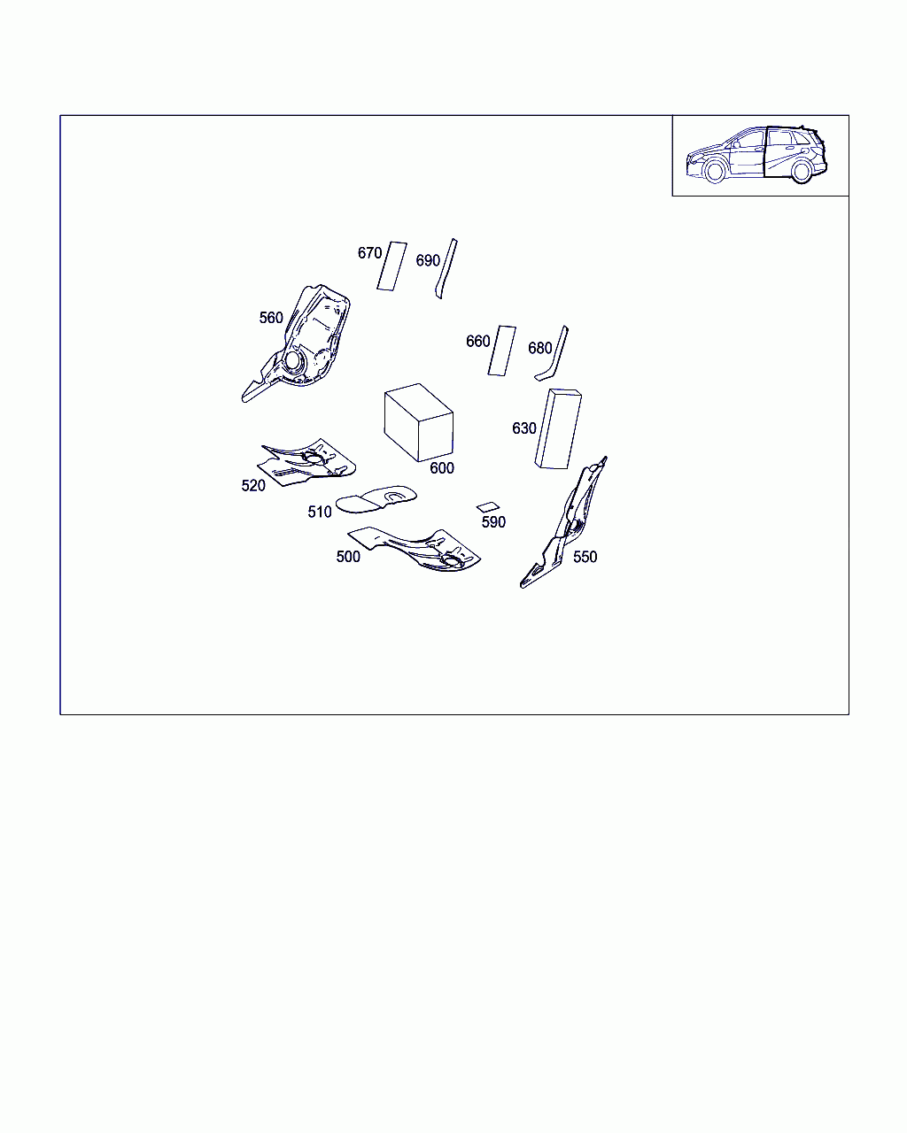 C-PILLAR INSULATION, <span>A 246 682 06 00, Main Group: Panelling, Diagram: INSULATION IN PASSENGER COMPARTMENT, Location Of Picture: 560