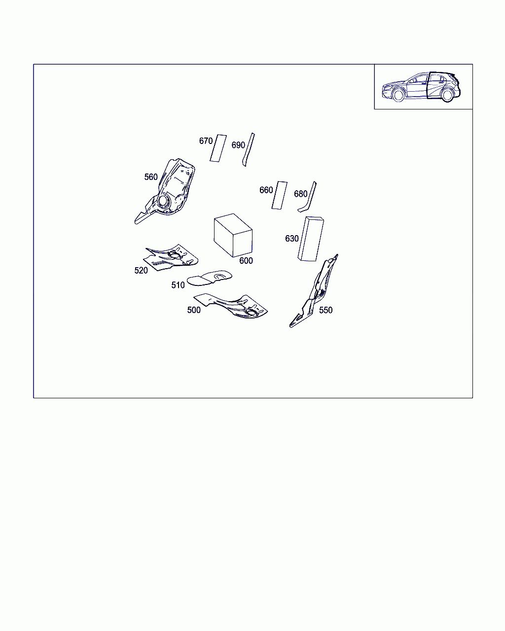 C-PILLAR INSULATION, <span>A 246 682 00 52, Main Group: Panelling, Diagram: INSULATION IN PASSENGER COMPARTMENT, Location Of Picture: 680
