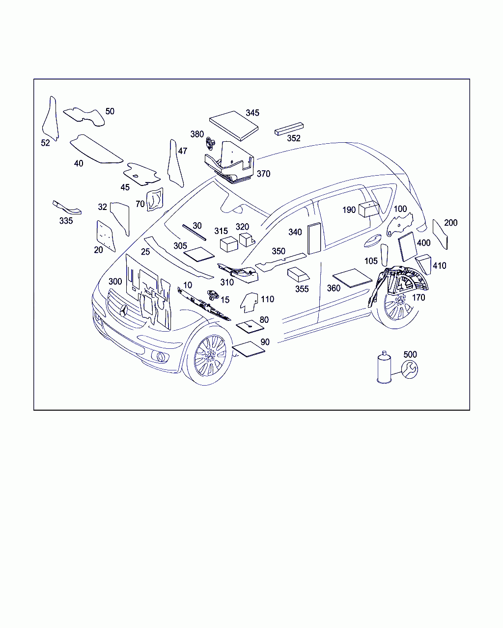 INSULATION, <span>A 169 682 01 41, Main Group: Panelling, Diagram: INSULATION IN PASSENGER AND LUGGAE COMPARTMENT, Location Of Picture: 170