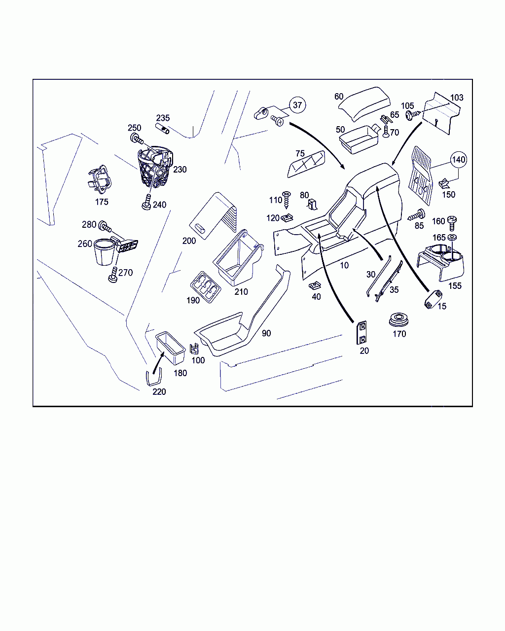 PARCEL RACK, <span>A 463 680 22 91, Main Group: Panelling And Lining, Diagram: CENTRAL CONSOLE, Location Of Picture: 230