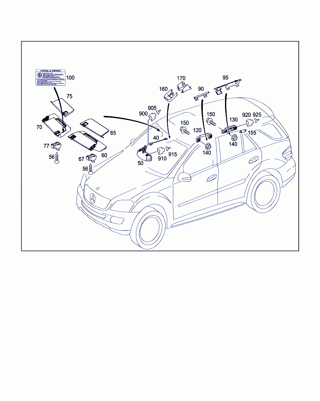 BRACKET, <span>A 164 810 21 14, Main Group: Panelling And Lining, Diagram: SUN VISOR,INTERIOR MIRROR, GRAB HANDLE, Location Of Picture: 95