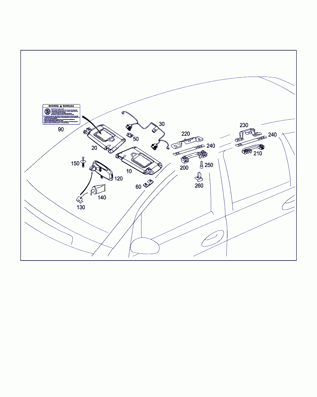 INSIDE REARVIEW MIRROR, <span>A 169 810 06 17, Main Group: Panelling And Lining, Diagram: SUN VISOR,INTERIOR MIRROR, GRAB HANDLE, Location Of Picture: 120