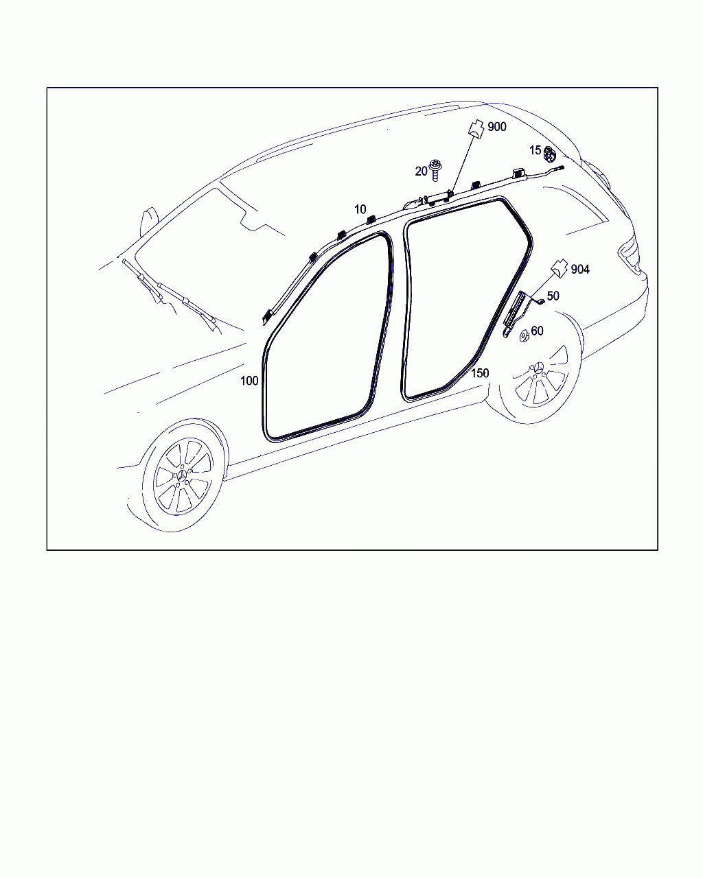 EDGE GUARD, <span>A 204 697 09 51, Main Group: Panelling And Lining, Diagram: HEAD PROTECTION CURTAIN, DOOR EDGE GUARD SECTIONS, Location Of Picture: 100