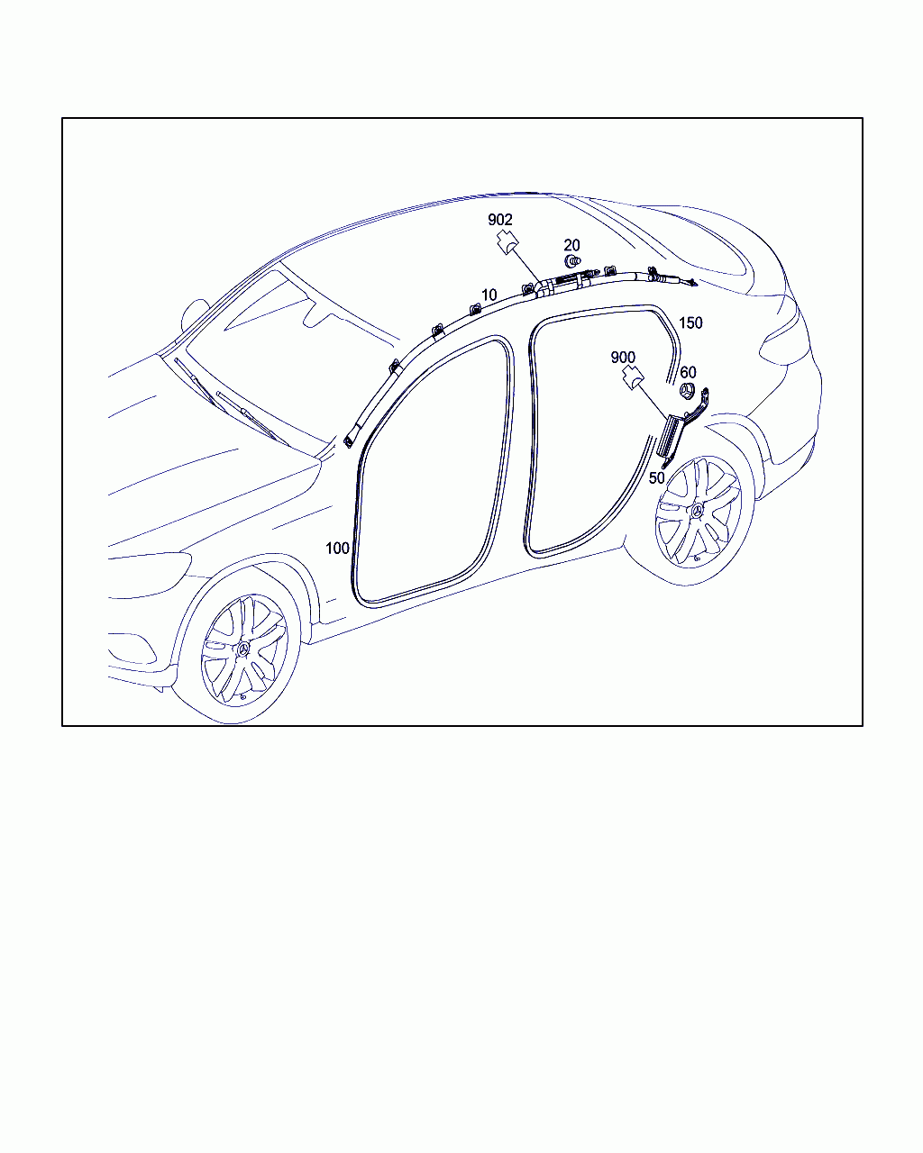 EDGE PROTECTION, <span>A 253 697 02 00, Main Group: Panelling And Lining, Diagram: HEAD PROTECTION CURTAIN, DOOR EDGE GUARD SECTIONS, Location Of Picture: 150