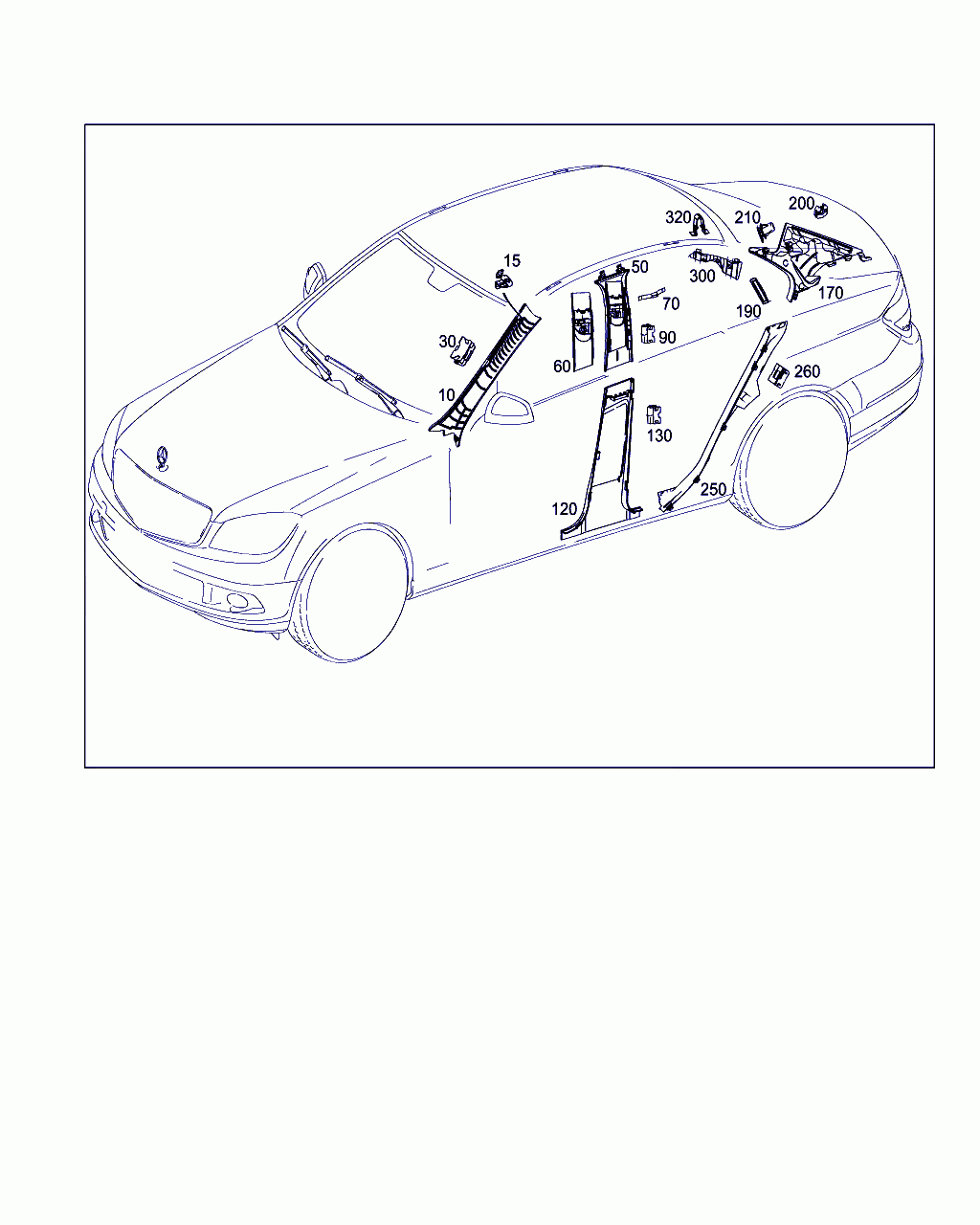 SPACER, <span>A 204 695 02 33, Main Group: Panelling And Lining, Diagram: PANELING FOR A, B AND C-PILLARS, Location Of Picture: 300