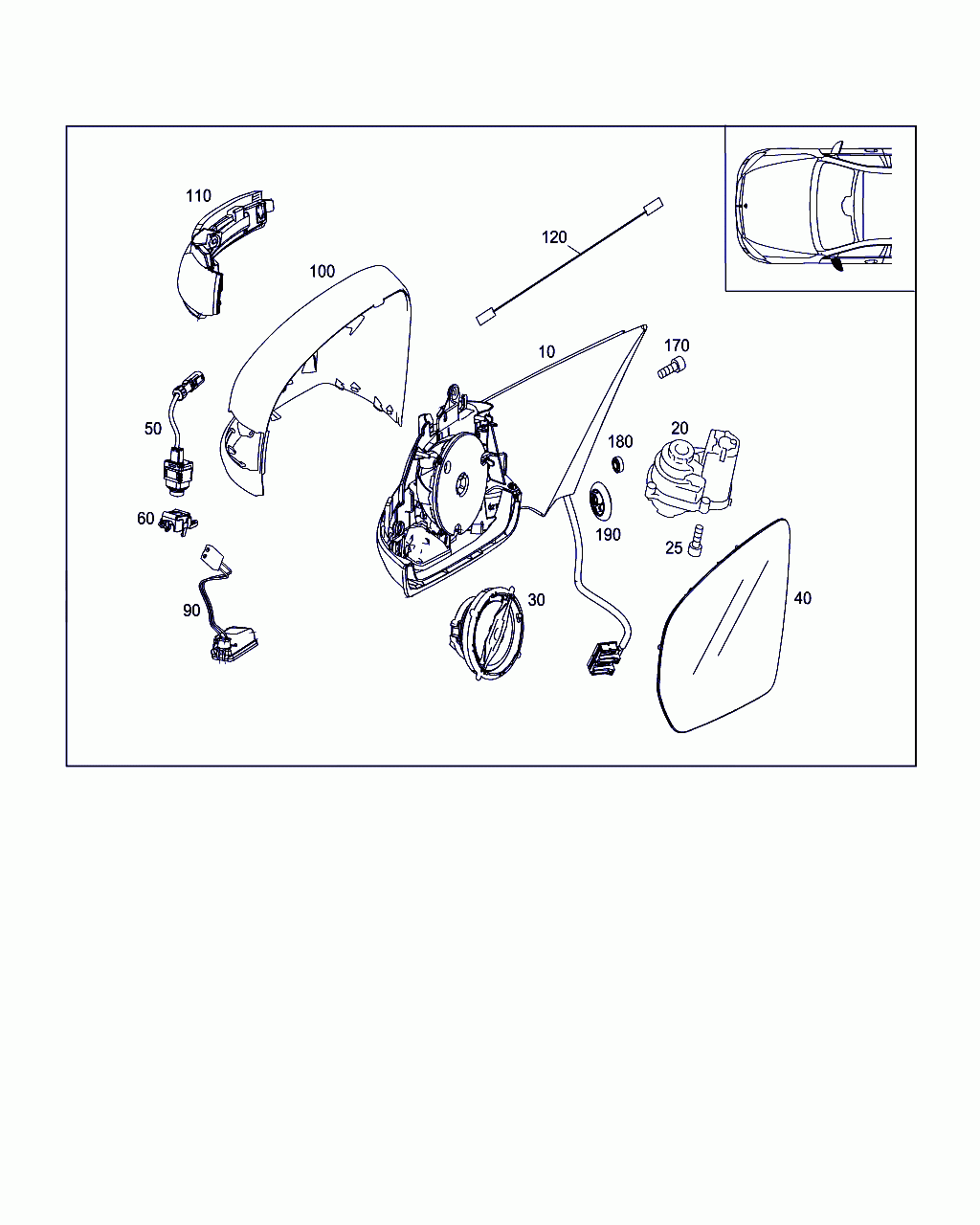 MIRROR BOWL, <span>A 099 811 53 00, Main Group: Front Doors, Diagram: LEFT OUTSIDE REARVIEW MIRROR, Location Of Picture: 100