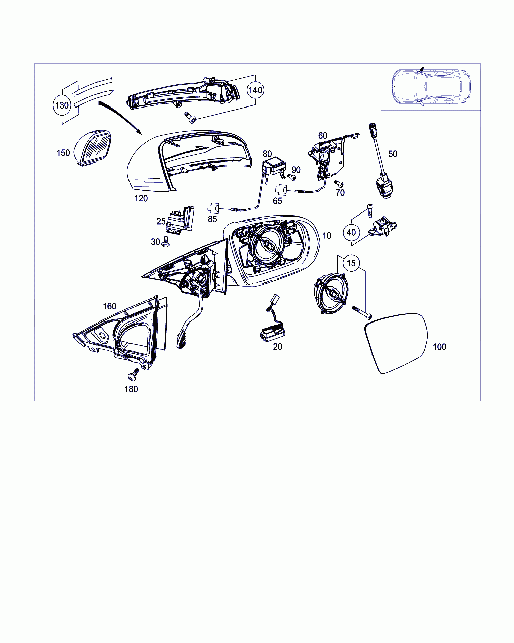 MIRROR FRAME, <span>A 205 810 02 01, Main Group: Front Doors, Diagram: RIGHT OUTSIDE REARVIEW MIRROR, Location Of Picture: 10