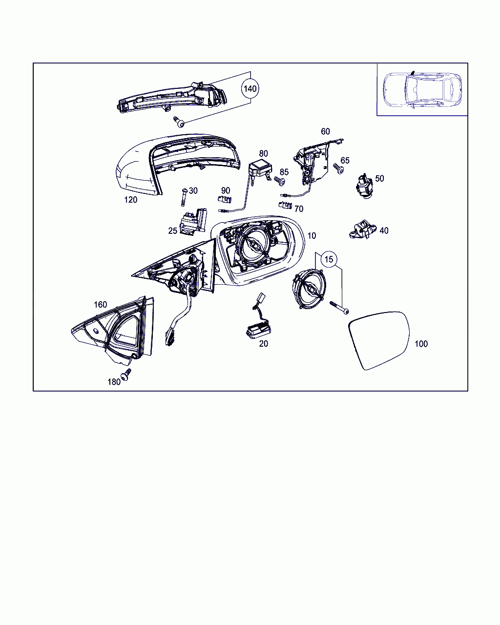 MIRROR FRAME, <span>A 213 810 50 01, Main Group: Front Doors, Diagram: RIGHT OUTSIDE REARVIEW MIRROR, Location Of Picture: 10