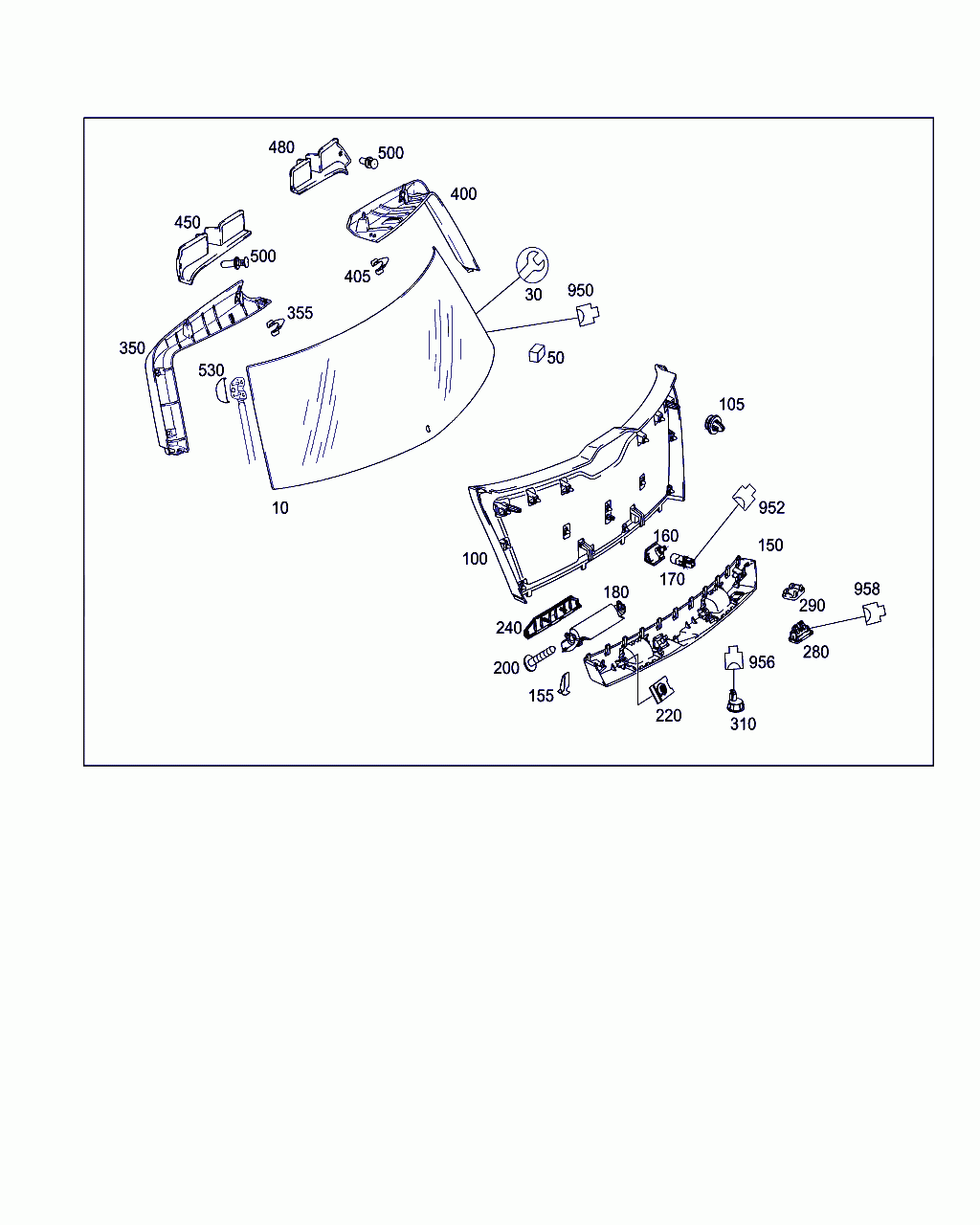REAR WINDOW, <span>A 204 740 10 57, Main Group: Rear Panel Door, Diagram: REAR PANEL DOOR ATTACHMENT PARTS, REAR PANEL DOOR WINDOW, Location Of Picture: 10